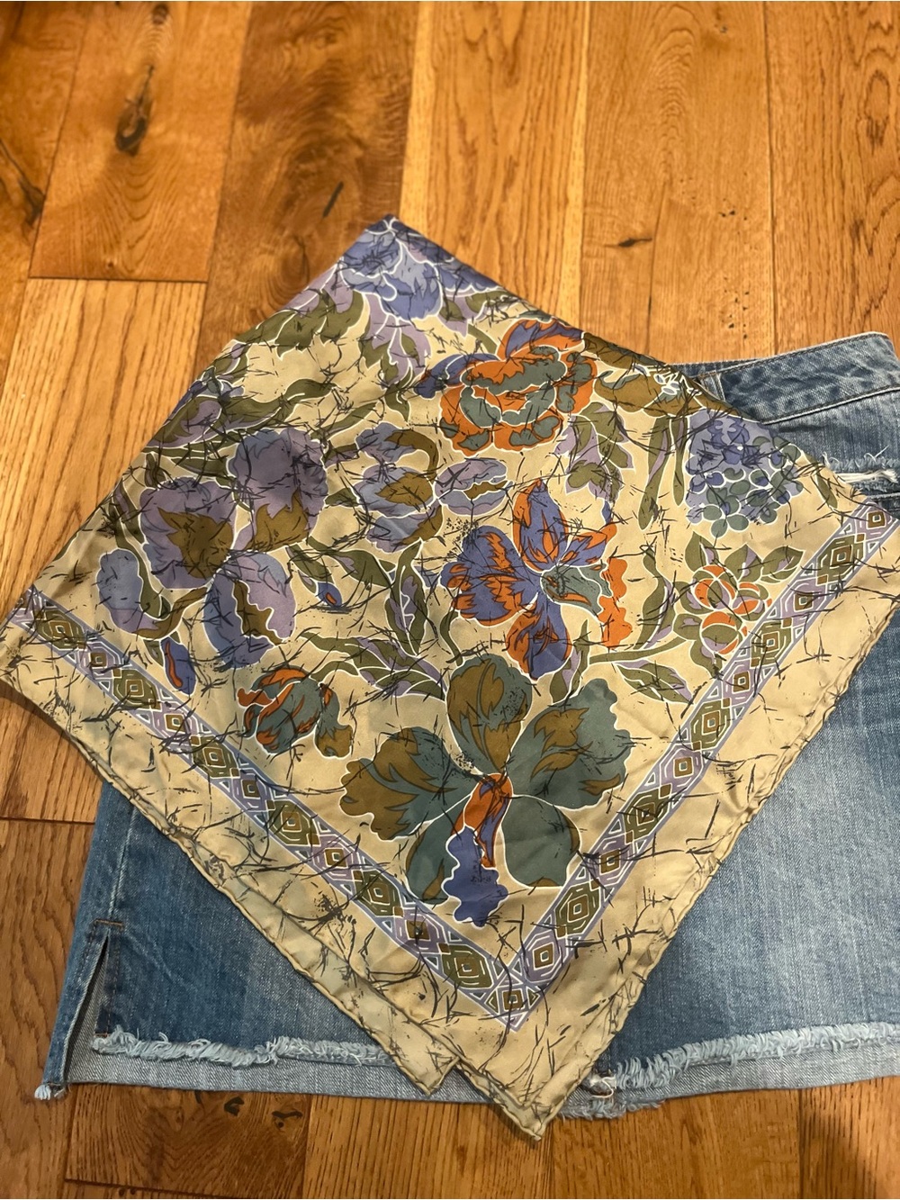 Floral Hand Rolled Scarf 30” Square